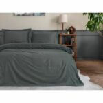 Bedding set - 1 duvet cover 220 x 240 cm + 2 pillowcases 60 x 60 cm - 100% cotton satin - Anthracite - Image 3