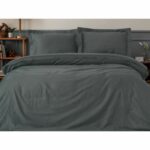 Bedding set - 1 duvet cover 220 x 240 cm + 2 pillowcases 60 x 60 cm - 100% cotton satin - Anthracite - Image 4