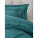Bedding set - 1 duvet cover 220 x 240 cm + 2 pillowcases 60 x 60 cm - 100% cotton satin - Blue - Image 2