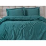 Bedding set - 1 duvet cover 220 x 240 cm + 2 pillowcases 60 x 60 cm - 100% cotton satin - Blue - Image 4