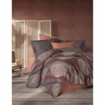 Bedding set - 1 duvet cover 220 x 240 cm + 2 pillowcases 60 x 60 cm - 100% cotton - Cinnamon