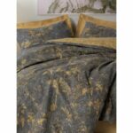 Bedding set - 1 duvet cover 220 x 240 cm + 2 pillowcases 60 x 60 cm - 100% cotton - Mustard - Image 4