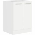 ATLAS Low cabinet with 2 doors - White decor - L60cm - Sold without worktop