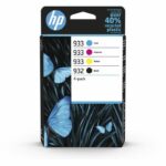 Pack of 4 Original ink cartridges Black, Cyan, Magenta, Yellow 932/933 6ZC71AE - HP -