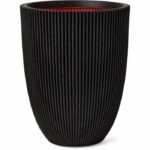 Elegant low vase - CAPI EUROPE - GROOVE NL - 34 x 46 cm - Black