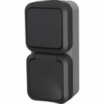 Double two-way switch + Vertical socket - QUARX - Aqua Pro - Outdoor, vertical, IP55, 250V, 16A