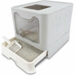 Litter box - M PETS - SILE TOP - Grey - 51 x 41 x 12.5 cm - Practical, removable, sliding drawer, shovel included - Image 2