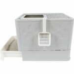 Litter box - M PETS - SILE TOP - Grey - 51 x 41 x 12.5 cm - Practical, removable, sliding drawer, shovel included - Image 3