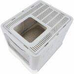 Litter box - M PETS - SILE TOP - Grey - 51 x 41 x 12.5 cm - Practical, removable, sliding drawer, shovel included - Image 4