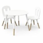 Set 1 table + 2 chairs - FIMIANA - Scandinavian style - Matt white / Kronberg oak - DEMEYERE - Image 2