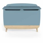 Toy chest - FIRMIANA - Scandinavian style - Storm blue and natural wood - 82.4 x 39.1 x 58.9 cm - DEMEYERE - Image 2