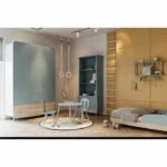 Set 1 table + 2 FIRMIANA chairs - Scandinavian style - colors: storm blue & natural wood - DEMEYERE