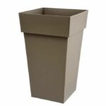 EDA Tuscan Square Top Flower Pot - 39 x 39 x H 65 cm - 62 L - Taupe - Image 2