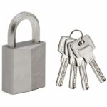 MASTERLOCK Padlock brass nickel 40mm hexagonal handle