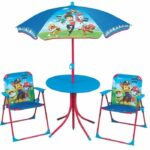 Fun House Pat Patrol garden furniture consisting of a table, 2 folding chairs and a parasol for child – Bild 2