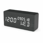 EVOOM WOOD 4 in 1 Alarm Clock - Time, Date, Day and Temperature - Black Wood Color