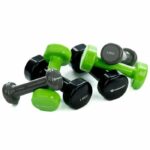 Dumbbell set - SCHILDKROT - 2 x 0.5kg anthracite - 2 x 1.0kg lime green - 2 x 1.5kg black - cast iron + vinyl - Suitcase with handle - Image 2