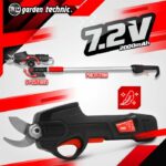 7.2V lithium rechargeable pruning shears with telescopic pole - Elem Garden - Image 2