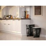 KIS Pedal Kitchen Waste Bin 50L CHIC Black Motif Coffee Menu - Image 2