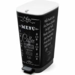 KIS Pedal Kitchen Waste Bin 50L CHIC Black Motif Coffee Menu