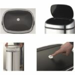 KITCHEN MOVE Semi-Automatic Kitchen Waste Bin One-touch Square 60 L - Gray - Image 4