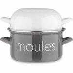 BAUMALU mold pot 22 cm - Mussels decoration - White lid - Gray