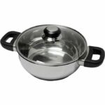 BAUMALU 331974 24 cm stainless steel casserole with bakelite sapphire glass lid