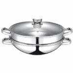 2-in-1 Wok - BAUMALU - All heat sources including induction - Glass lid - 32 cm