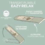 BÉABA, Foldable Deckchair, 3 Reclines in 1 Button, Ultra Compact and Thin, Eazy Relax - Lichen - Image 3