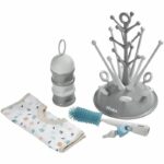 BEABA Birth set (Gray tree bottle drip / Light / dark mist dosing box / Silicone bottle brush / Tropical fabric bib) - Image 2