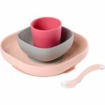BEABA Silicone dinnerware set 4 pieces - pink
