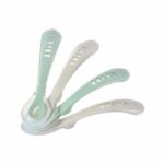 Set of 4 silicone spoons for second age, velvet grey/sage green