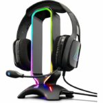 THE G-LAB Universal RGB gaming headset stand with 2 USB ports
