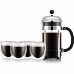 French press coffee maker - BODUM - CHAMBORD SET - 8 cups 1.0 l + 4 double-walled PAVINA glasses 25 cl