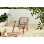 Low garden armchair in FSC Acacia wood and wicker resin - BORA - W60xD76xH73 cm – Bild 2