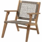 Low garden armchair in FSC Acacia wood and wicker resin - BORA - W60xD76xH73 cm