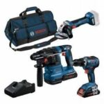 Combo-kit 3 18V tools: GSR 18V-55 + GWS 18V-7 + GBH 18V-22 + 2 batteries 4.0 Ah (PC) + GAL 18V-40 (C)