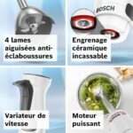 Hand blender - BOSCH - MSM4W221 - 600 W - 4 sharp blades - Blender bowl - Mini chopper - Whisk - Ceramic gear - Image 3