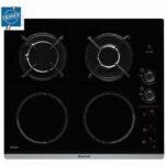 BRANDT BPI6413BM - Combination induction / gas hob - 4 areas - W 51 x D 58 cm - Glass coating - Black