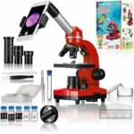 BIOLUX SEL - BRESSER JUNIOR student microscope - 40x-1600x magnification - experiment kit - red