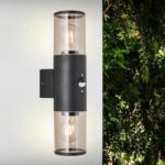Sergioro Outdoor Applique 2L with detector, Depoli black, 2x27 20W, bulb not included