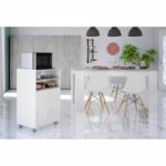 TIDY microwave cabinet - Artik concrete white decor - 2 Doors + 1 Drawer - L92 x H59 x D40 cm - Image 2