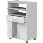 TIDY microwave cabinet - Artik concrete white decor - 2 Doors + 1 Drawer - L92 x H59 x D40 cm - Image 3