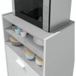 TIDY microwave cabinet - Artik concrete white decor - 2 Doors + 1 Drawer - L92 x H59 x D40 cm - Image 5