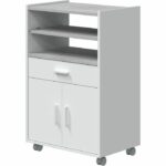 TIDY microwave cabinet - Artik concrete white decor - 2 Doors + 1 Drawer - L92 x H59 x D40 cm - Image 6