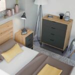 CALICOSY - 4-drawer chest of drawers with knotty oak and anthracite gray decor - L77.5 cm - Light wood - Image 2
