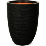 Elegant low vase - CAPI EUROPE - RIB NL - 34 x 46 cm - Black