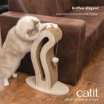 Cat Scratching Post - CATIT - Pixi Cat Tail - With Fabric Ball and Feather - Natural Oak Look - Image 2