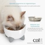 Cat Bowl - CATIT - PIXI - 200ml - Raised - Removable Stainless Steel Bowls - White - Image 2