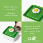 CAT IT Mini Drinker with Flower - 1.5 L (50.7 fl. Oz.) - White and Green - For Cat - Image 2
